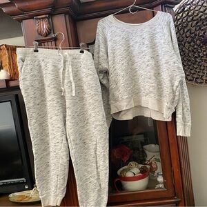 J. Crew Women’s XL 2pc Sweatsuit Crewneck Sweatshirt+Jogger Heather Gray